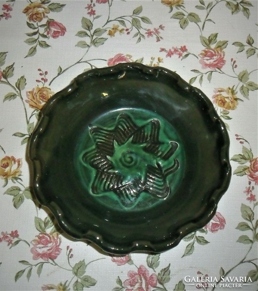 Unique artisan name ceramic ring bowl / ashtray. 14 cm in diameter.