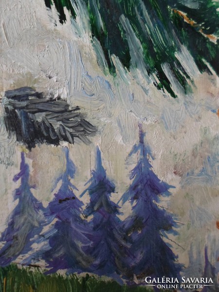 Olaj-farost festmény - Székely legény kopjafás sírhantnál