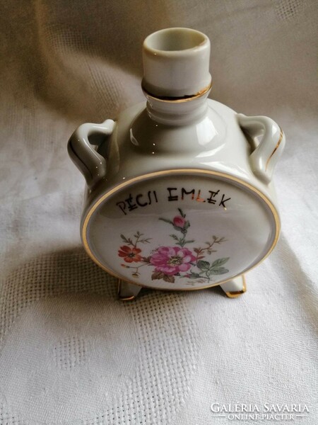 Porcelain water bottle with Pécs memory inscription