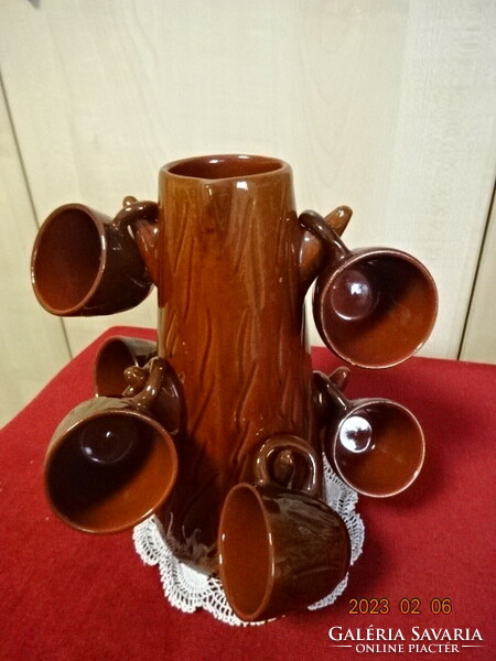 Russian glazed ceramic drinking set, for six. Jokai.