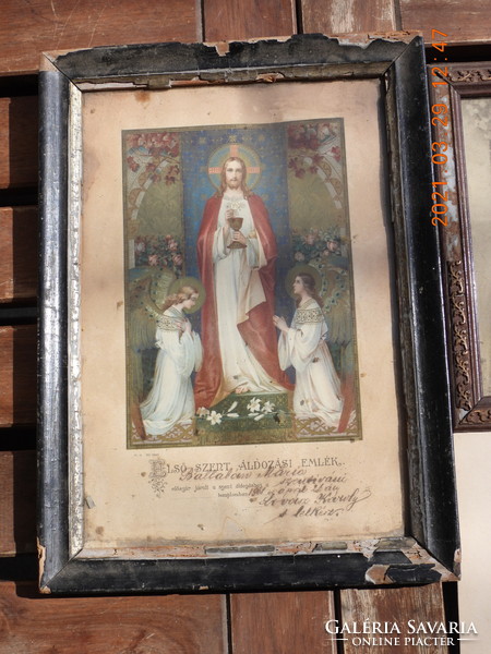 Three images of saints, photographs, objects with a religious theme