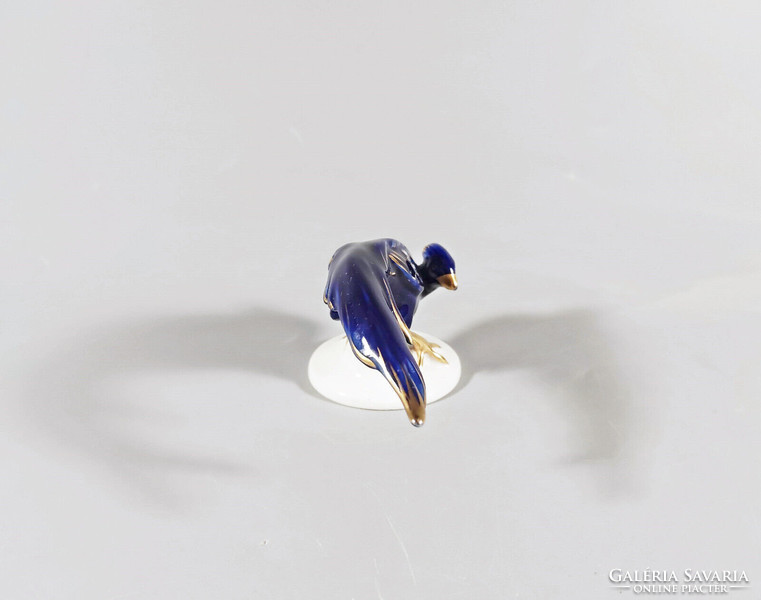 Blue and gold pheasant, hand painted German porcelain figurine, flawless! (I219)