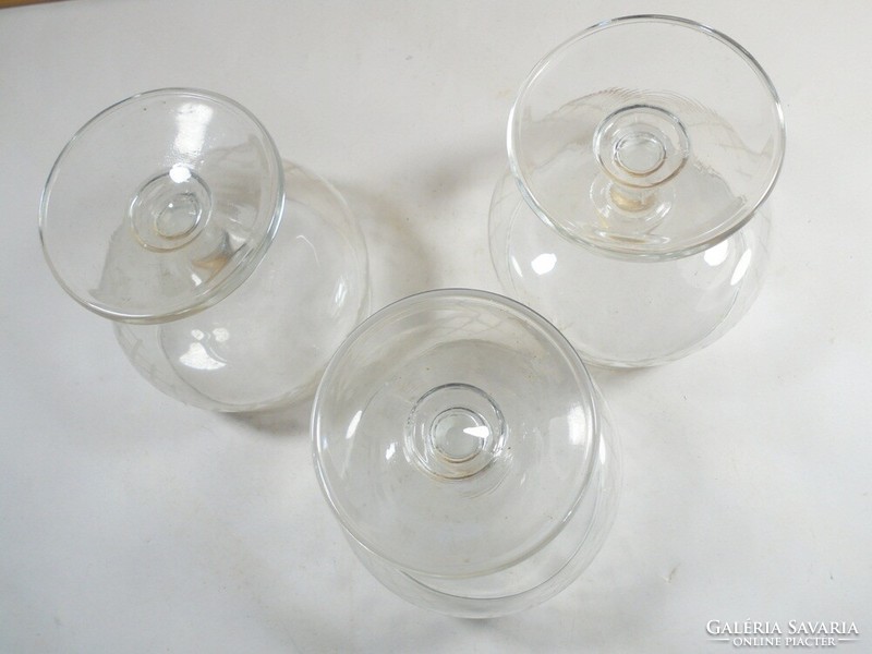 Old retro polished patterned liquor short drink glass 3 pcs