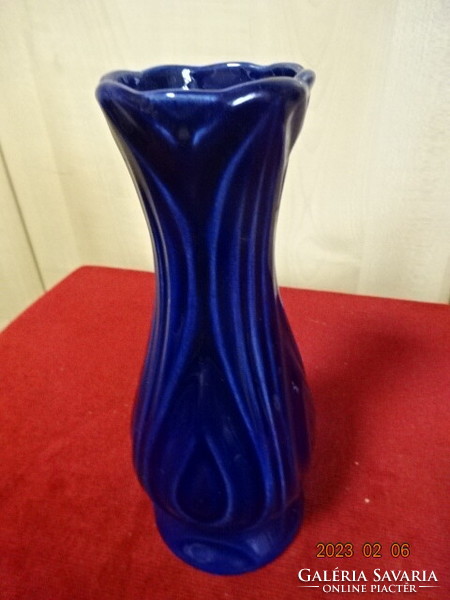 Cobalt blue glazed ceramic vase, height 19.5 cm. Jokai.