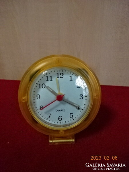 Travel watch, battery powered, working, diameter 7.7 cm, Pannonsped advertisement. Jokai.
