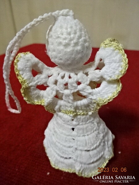 Hand crocheted angel neck, starched, height 8.5 cm. Jokai.