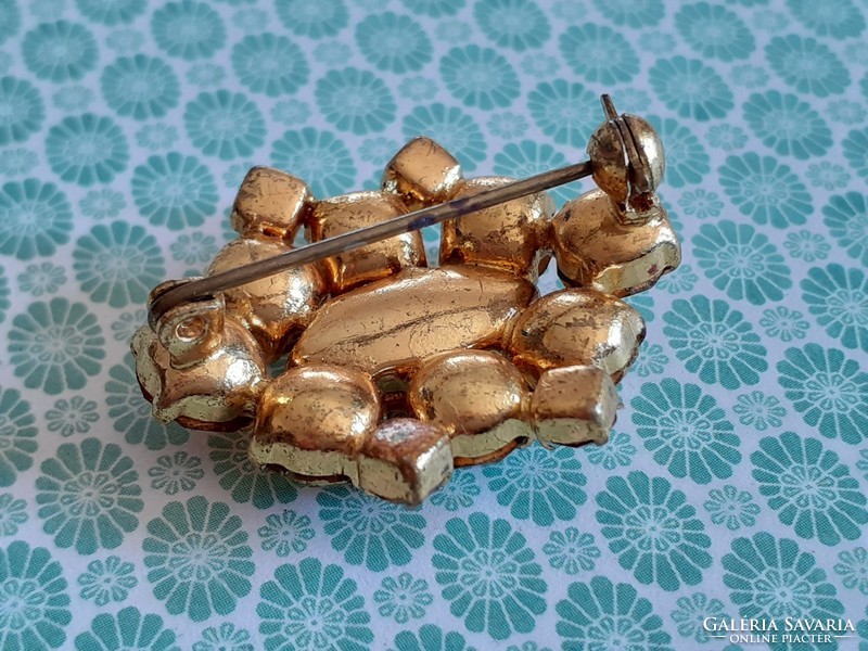 Vintage stony women's brooch with old badge
