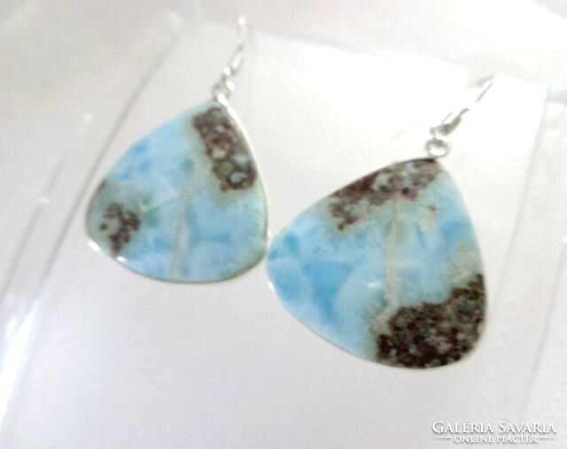 Larimar large triangle mineral earrings
