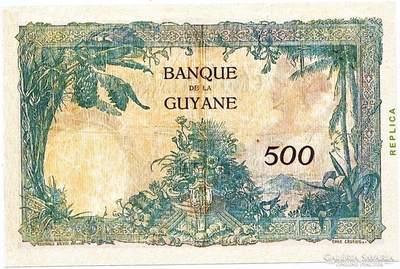 Francia Guyana  500  guyanai frank 1938 REPLIKA