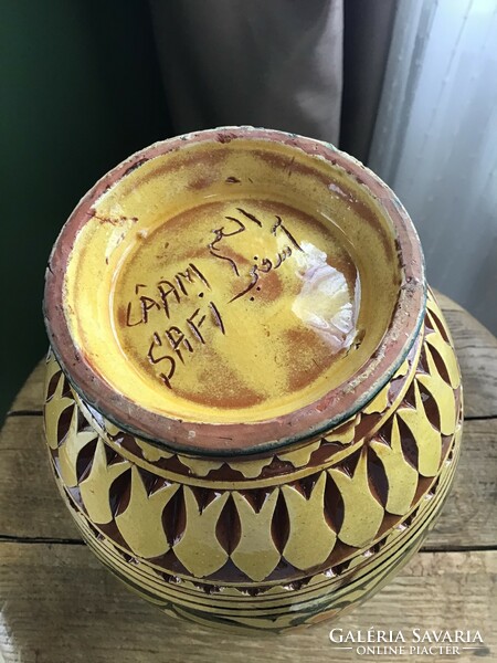 Régi Marokkói Lâam Safi mázas terrakotta váza