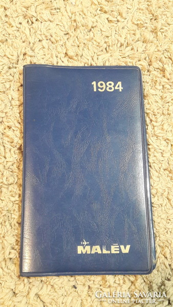 1984 Malév retro, blue leatherette folder, plane, travel