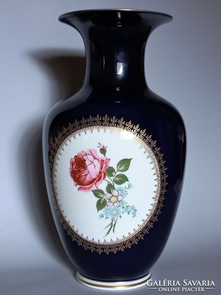Decorative reichenbach porcelain cobalt blue, rose large vase