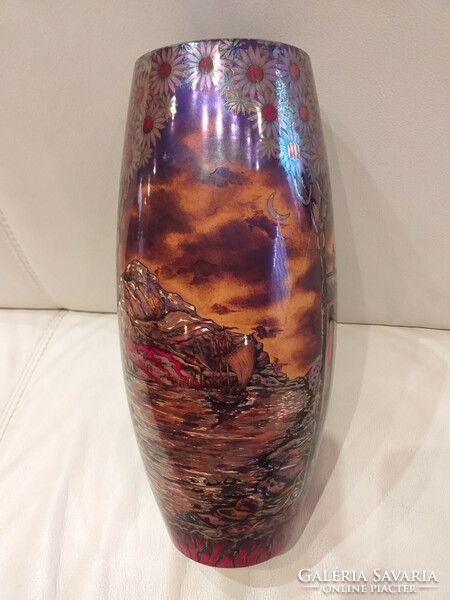 Zsolnay columnar sunrise cigar vase