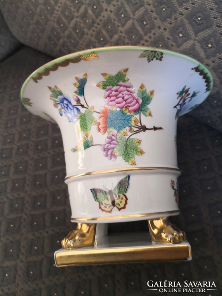ANTIK Herendi, dúsan festett Victoria (Viktória) óriás körmös váza