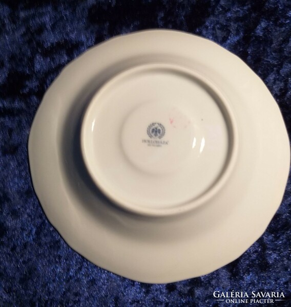 Hollóháza porcelain white plate with gold border, 14 cm
