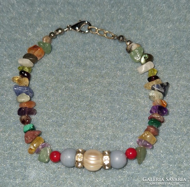 Chakra bracelet with angelite/angel stone and cultured pearl