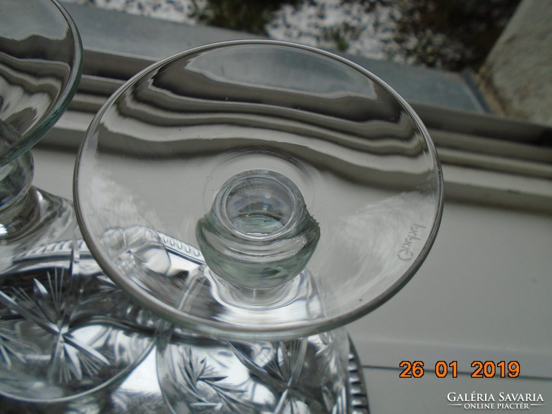 3 pieces of marked Goebel Art Nouveau glasses with polished rotating rosettes