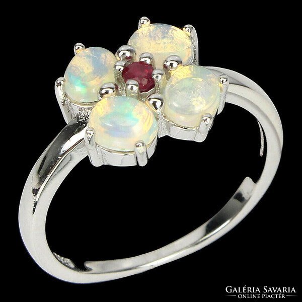 54 And real fire opal ruby 925 silver ring