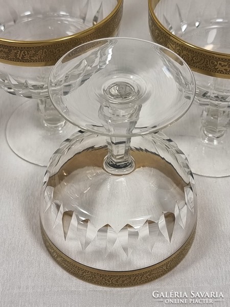 Kk zwiesel 5-piece gold stripe patterned liqueur/champagne crystal set. The work of a French manufactory