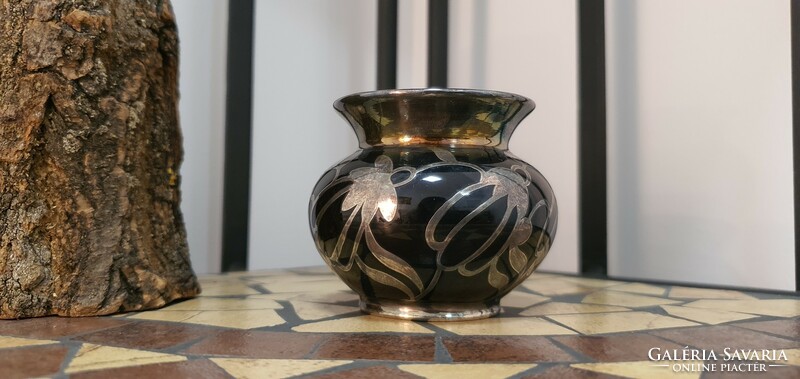 Edelstein (Bavaria) silver-plated porcelain vase