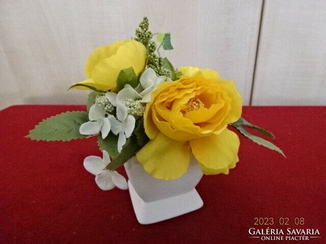 Silk flower in a plaster vase, total height 13.5 cm. Jokai.