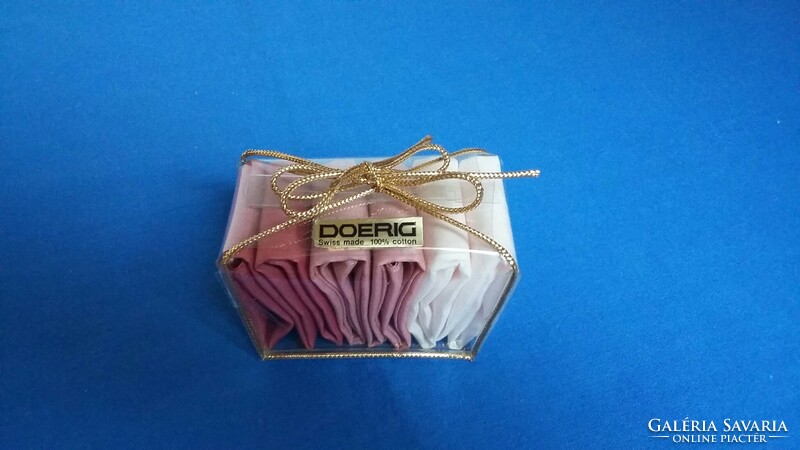 3 régi svájci Doering pamut női zsebkendő dobozában
