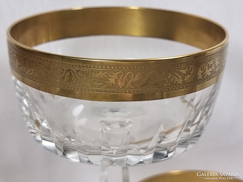 KK ZWIESEL 5 db-os aranycsík mintás likőrös/pezsgős kristály szett. Francia manufaktúra munkája