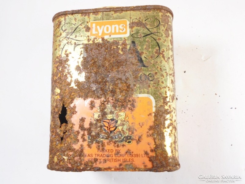 Retro metal tea box metal tin box - lyons thee orange pekoe - 1970s