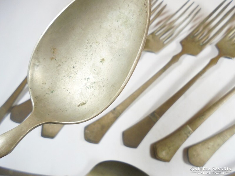 Antique marked cutlery 4 spoons 6 forks set tableware alpaca alpaca