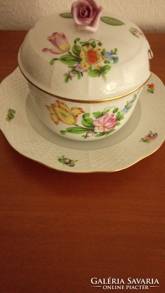 Bowl of honey or mustard with Herend tulip pattern