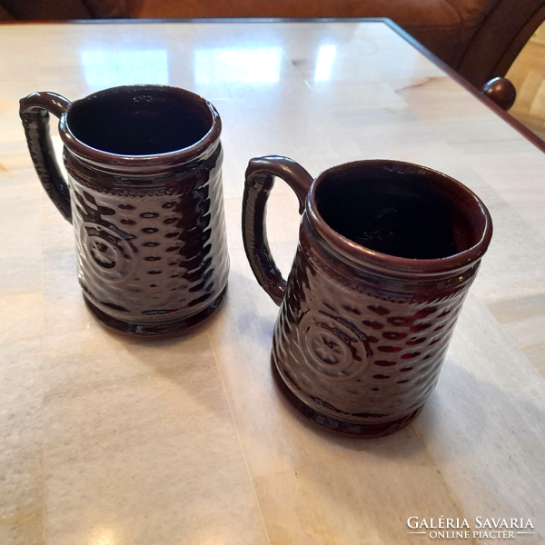 Beer mug, cup in pair, with sailing motif, new, glazed ceramic