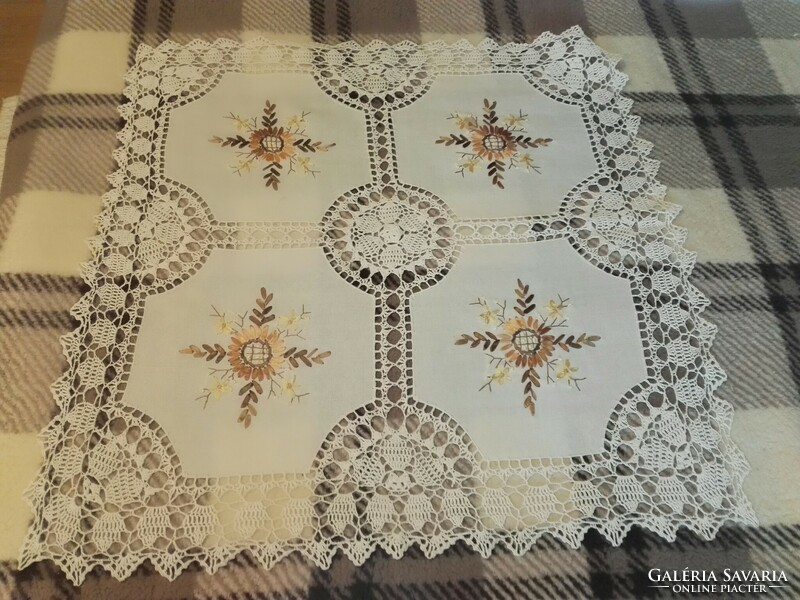 Tablecloth made with ribbon embroidery....Handwork.