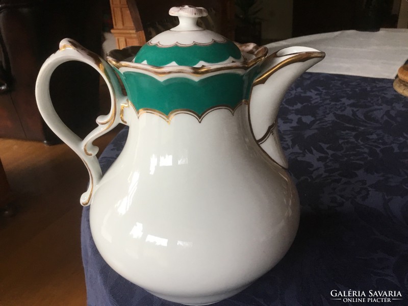 Antique giant jug, 19 cm, green-white-gold,