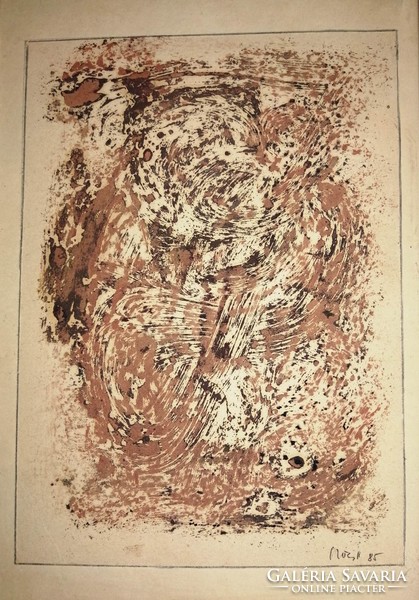Érdekes impresszió : Viharban olaj papír festmény keretben, képkeret 22*31 cm