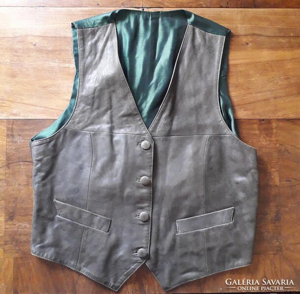 Dark green leather vest