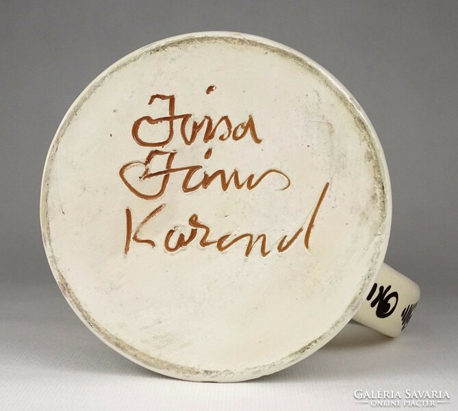 Marked 1L701 Jozsa János Madaras Korond ceramic jug 17.5 Cm
