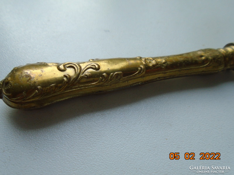 1850 Fire-gilded 800 silver handle knife, with treble, punched patterns, master's mark