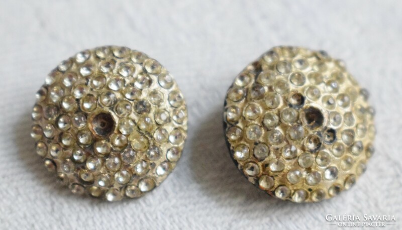 Old copper button with incomplete rhinestone decoration 2 pcs. 1.8 cm