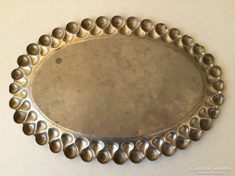 Old vintage art deco oval metal tray