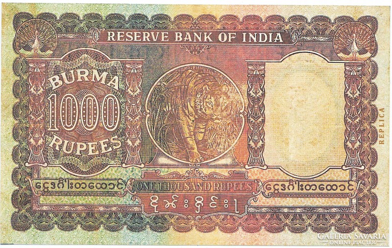 Burma 1000 rúpia 1939 REPLIKA