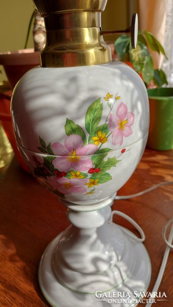 Antique porcelain petroleum vase with painted flower pattern