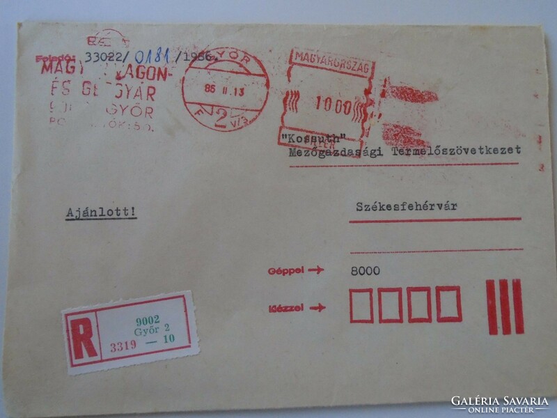 D193771 Régi ajánlott  levél 1985 RÁBA  -Magyar Vagon és Gépgyár - gépi bélyegzés - Red meter Győr