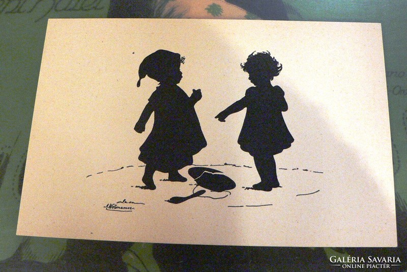 Silhouette postcard marked