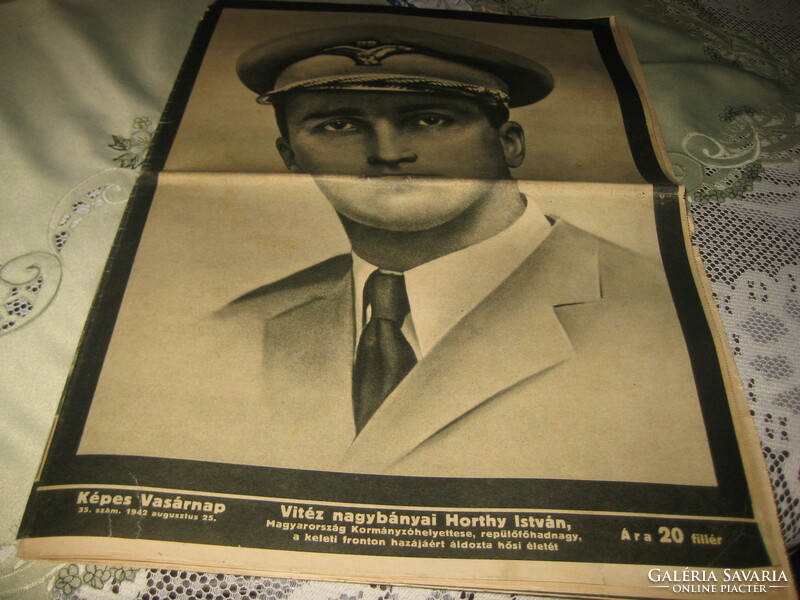 Capable Sunday, Aug. 25, 1942. The main topic on the front page is the heroic death of István Horthy