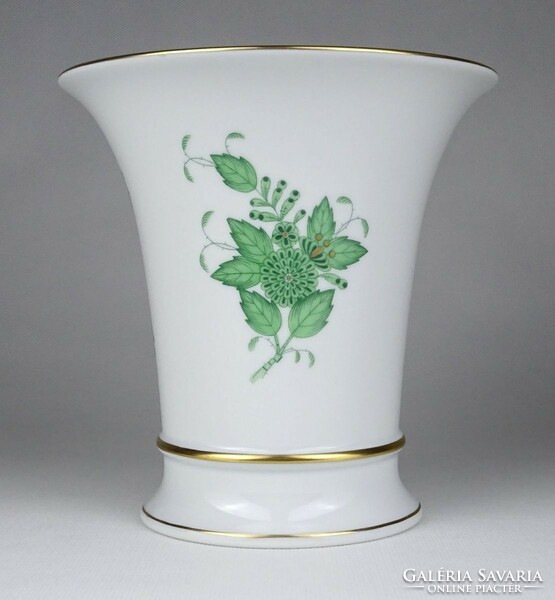 1L799 Zöld Apponyi mintás Herendi porcelán váza 15.5 cm