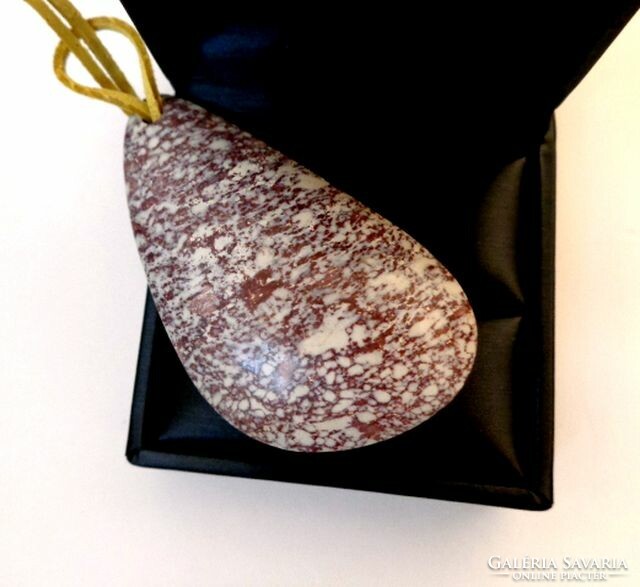 Jasper large mineral pendant with leather strap