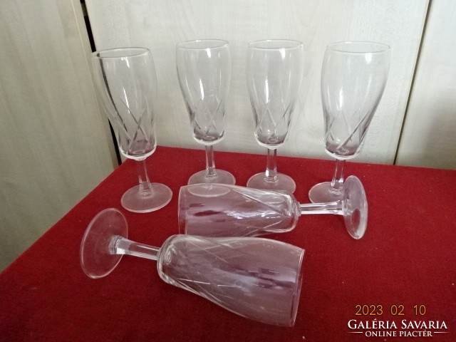 Stemmed wine glass, six pieces, height 17 cm. Jokai.