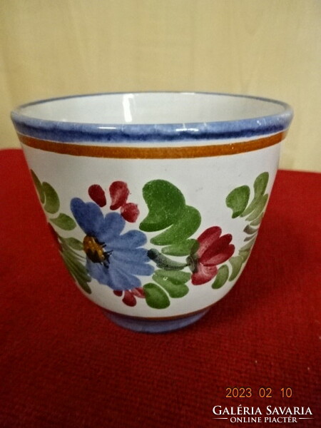 Glazed ceramic cup, hand painted, height 7 cm. Jokai.