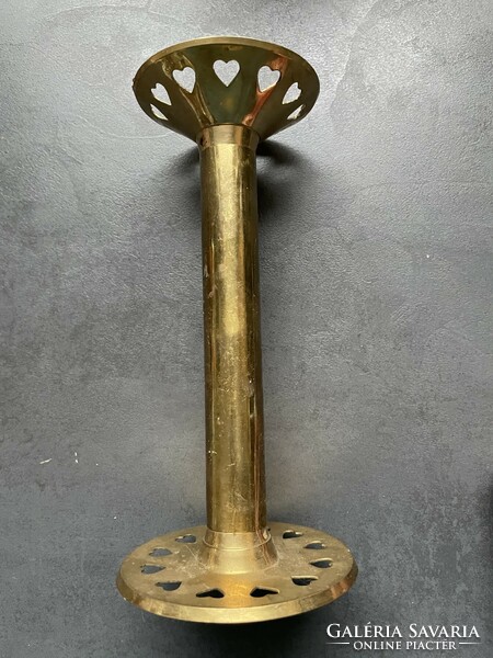 New, beautiful condition, table copper candle holder with heart decoration