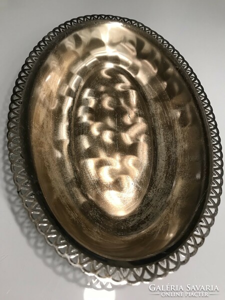 Silver-plated wmf bowl with openwork rim, 23 x 14 x 3 cm